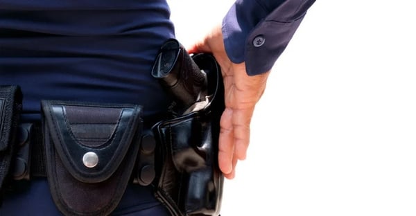 Police officer with gun